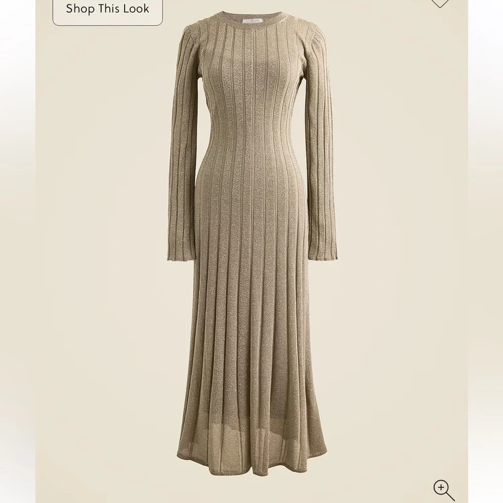 J crew Rib-knit flare midi dress with Lurex® metallic threads Birch Sand